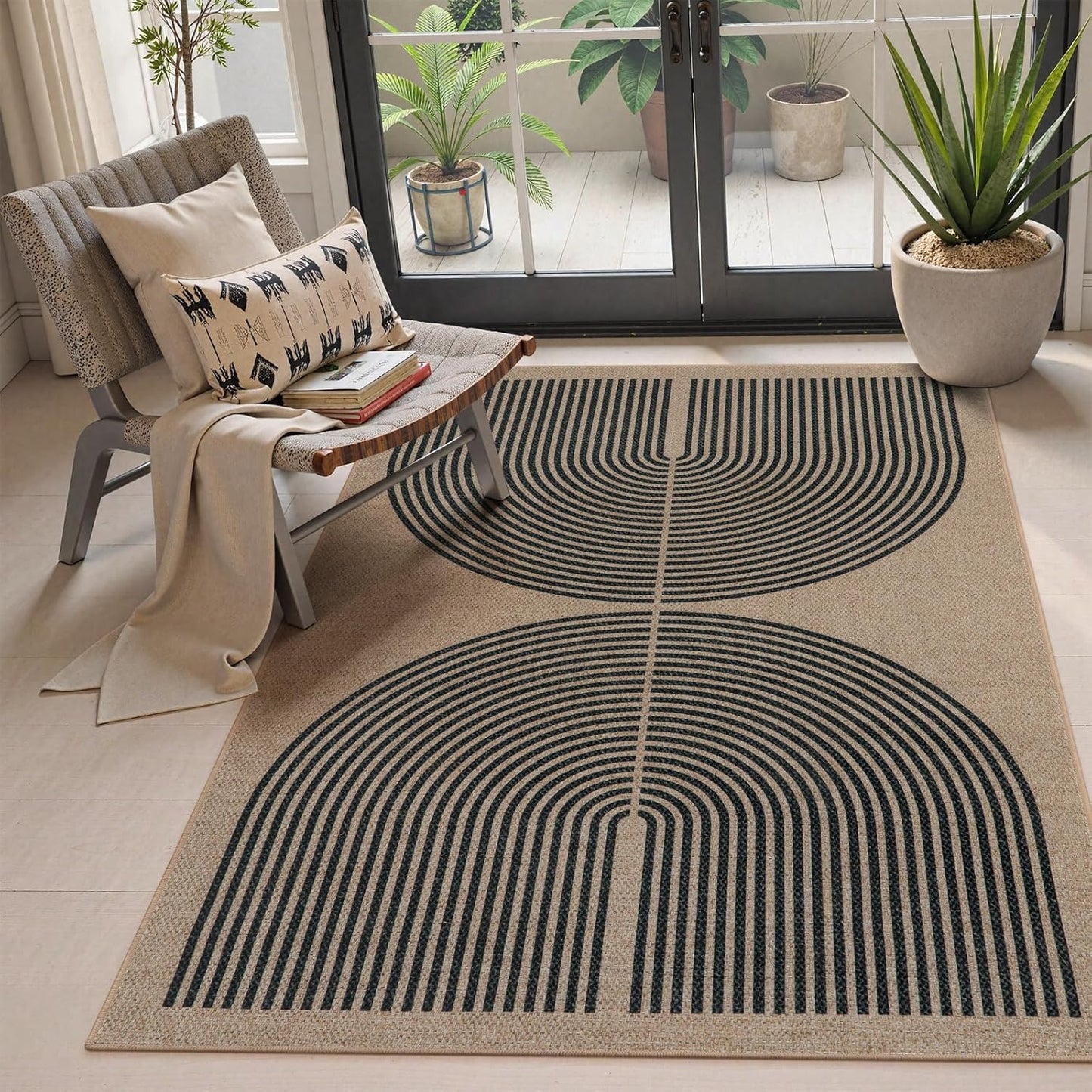 Modern Rainbow Easy Jute Office Rug for Living Room 4x6
