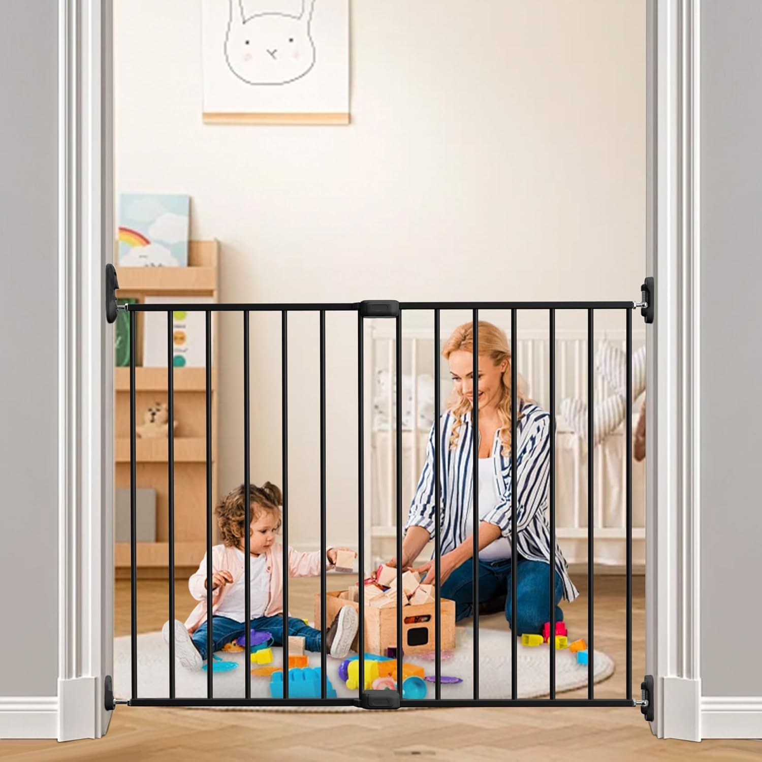 Adjustable Baby Safety Swing Gate for Stairs and Doorways