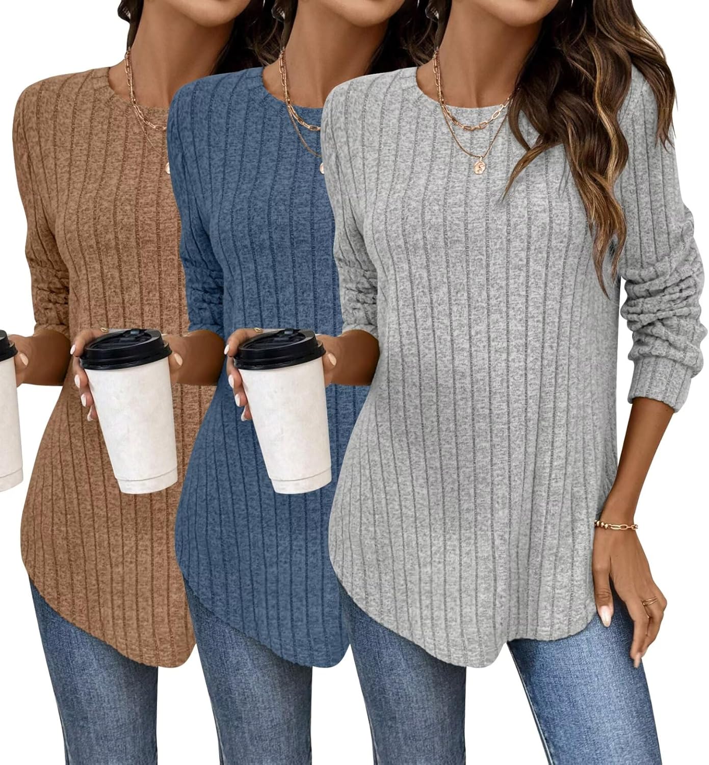 Bliwov Womens Long Sleeve Tunic Top for Casual Fall Outfits
