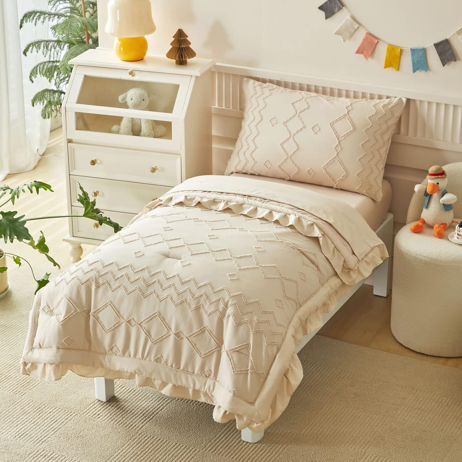 AIKASY Toddler Bedding Set 4 Pieces Super Soft Comforter Set