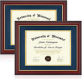 11x14 Diploma Frame with 8.5x11 Opening Blue Mat - Dual Display Pack