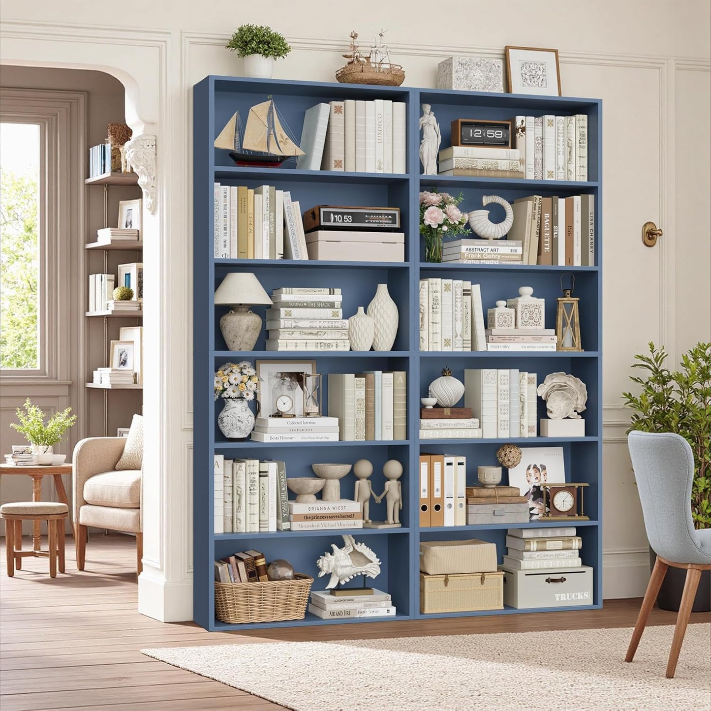 FOTOSOK 70.8 Tall Bookcase Shelf - 6 Tier Wide Bookshelf Set