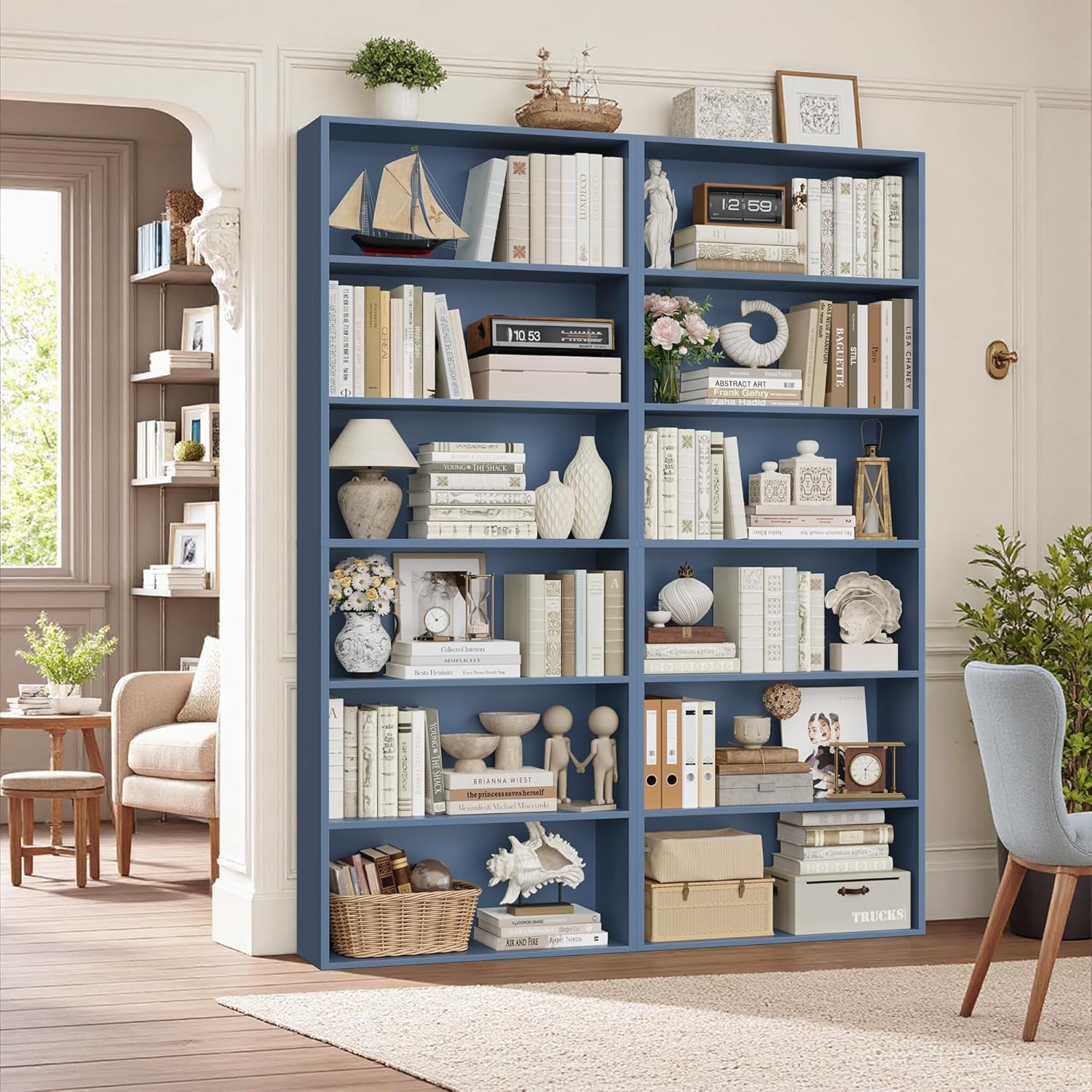 FOTOSOK 70.8 Tall Bookcase Shelf - 6 Tier Wide Bookshelf Set