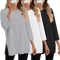 Women's Oversized 3 Pack 3/4 Sleeve T Shirts - Soft Stretch Tee