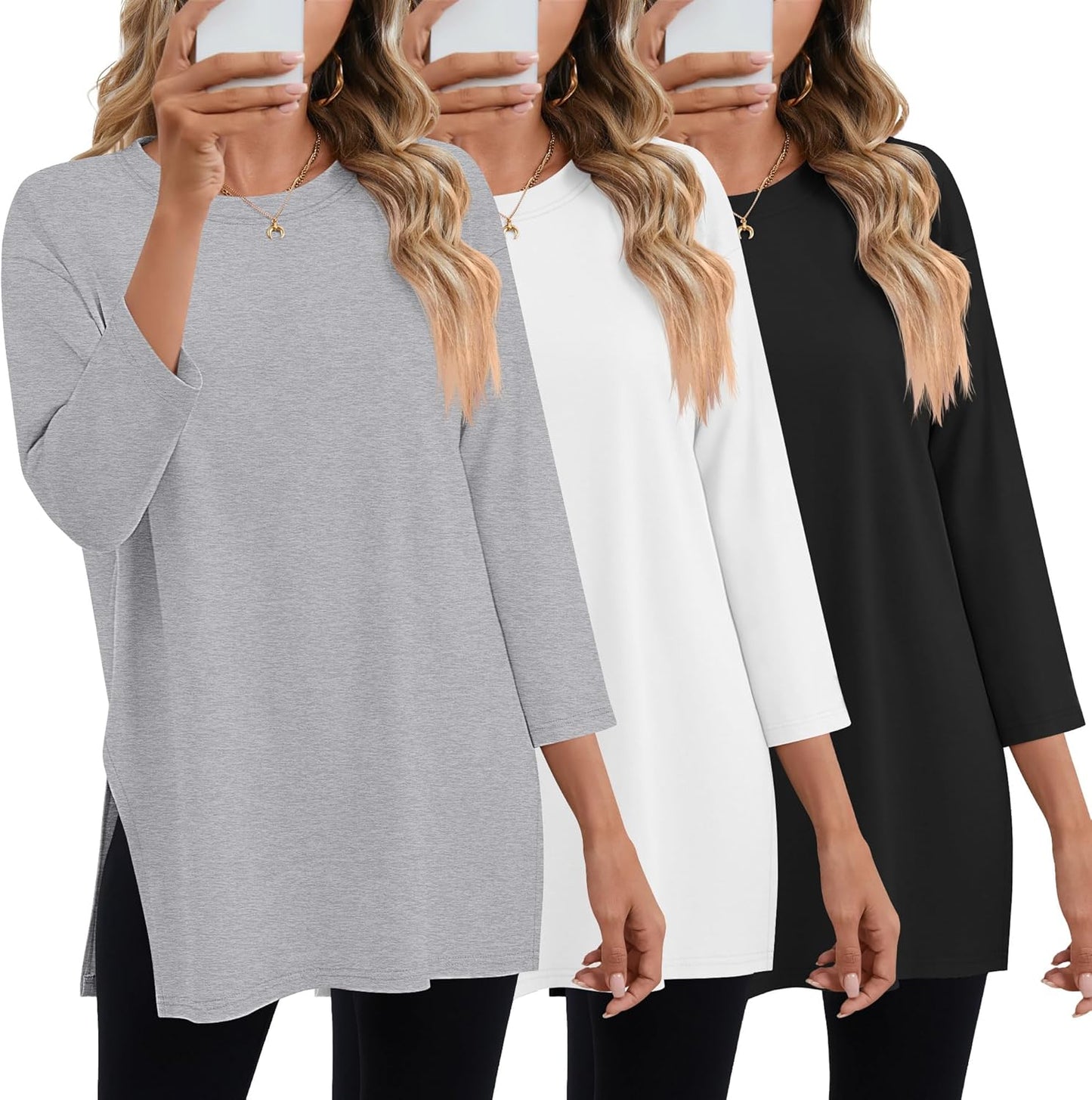 Huukeay Women's Oversized 3 Pack T Shirts for Casual Wear