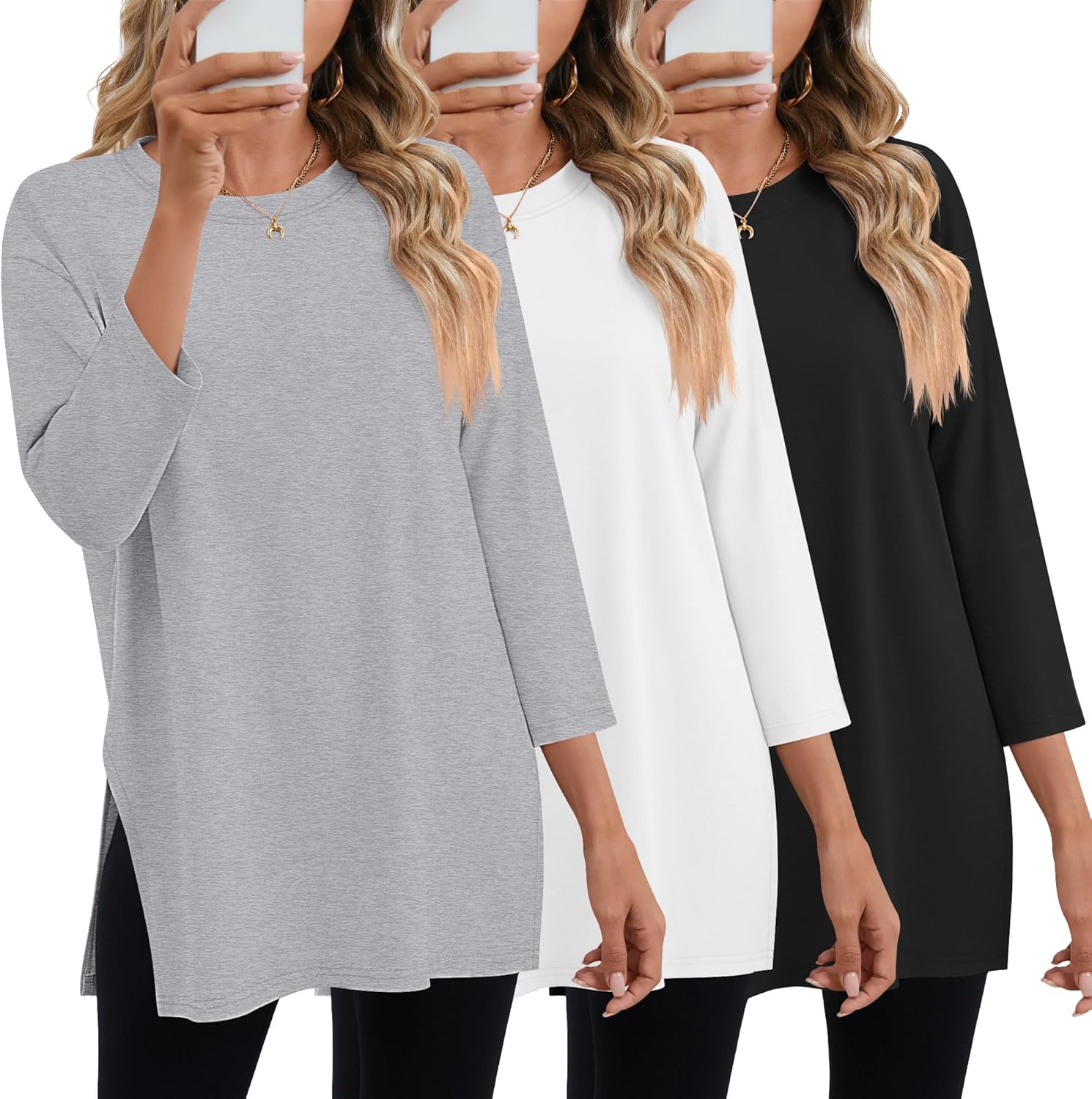 Huukeay Women's Oversized 3 Pack T Shirts for Casual Wear