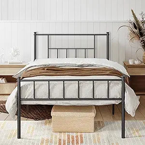 Yaheetech Twin XL Metal Bed Frame with Headboard and Storage