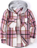 Boys Girls Flannel Plaid Hoodies Button Down Shirt - Lightweight Cozy