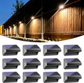 Solar Fence Lights Warm White & White - 12-Pack Outdoor Wall Lights