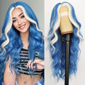 Light Blue Platinum Blonde Highlight Wig for Women - 26 Inch