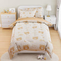 SANDJEST Bear Comforter Set Twin Size 68x86in - Cozy Kids Bedding