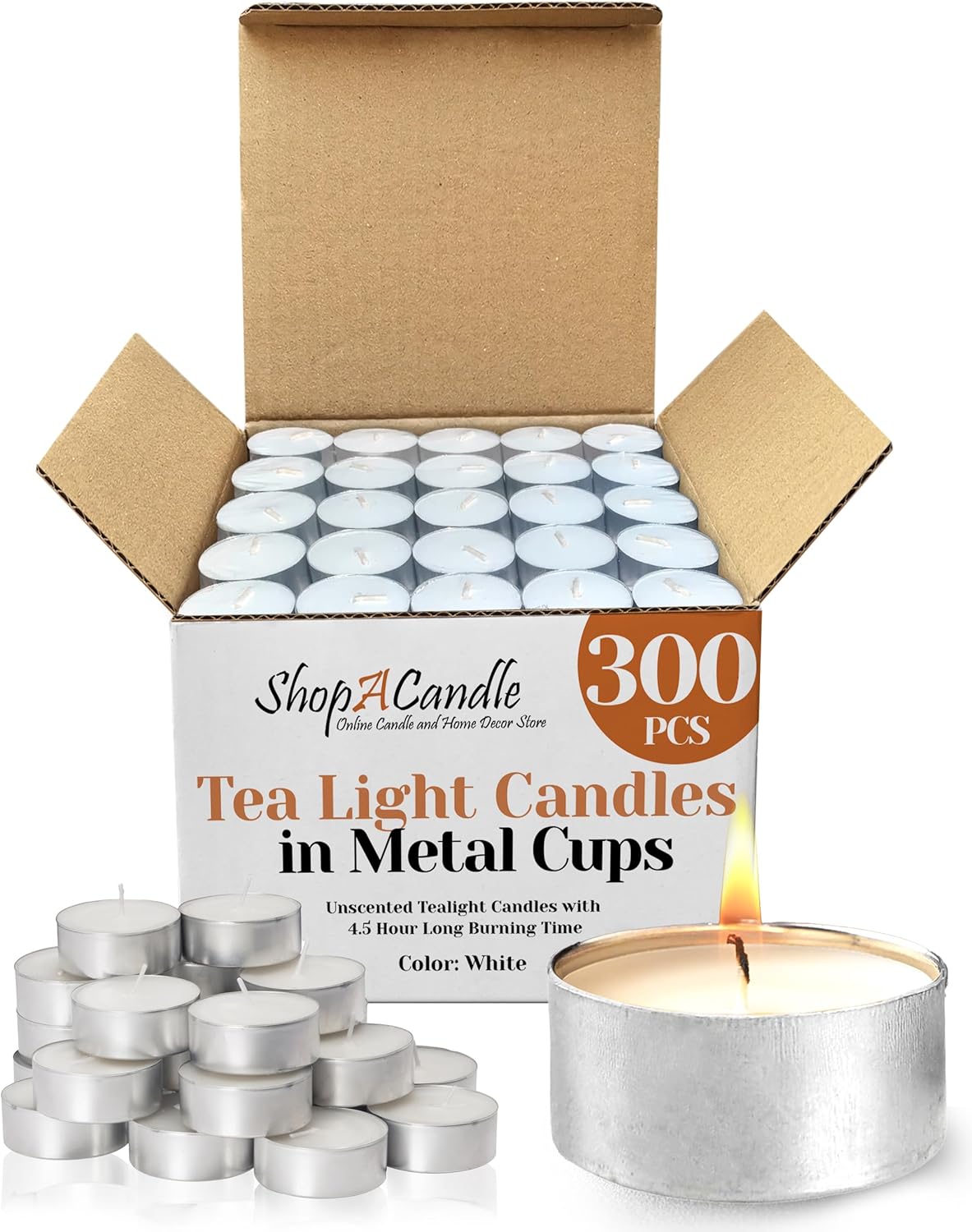 300 Pack Tealight Candles in Metal Cups for Any Occasion