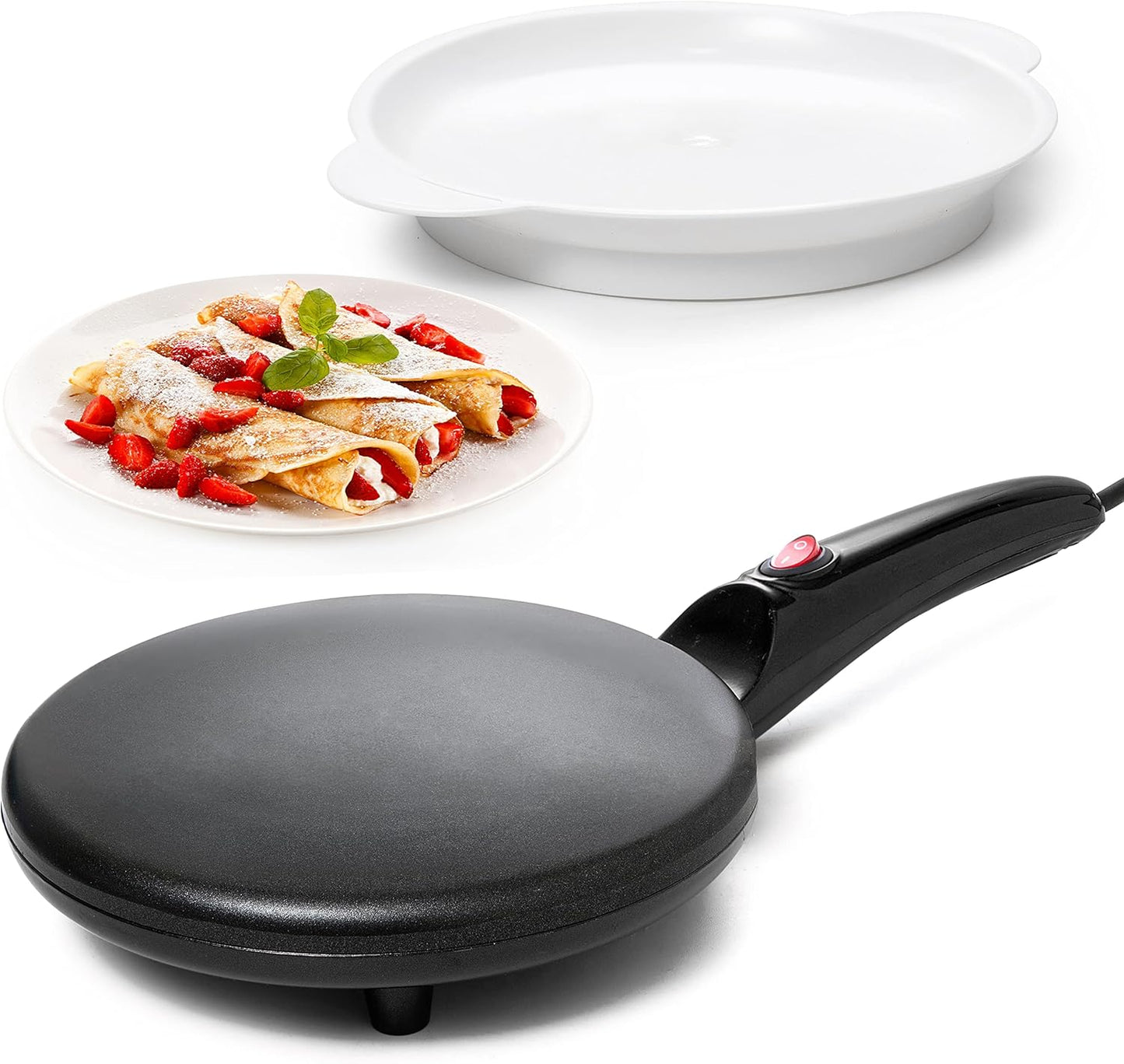 Moss & Stone 8 Inch Electric Crepe Maker - Nonstick & Portable