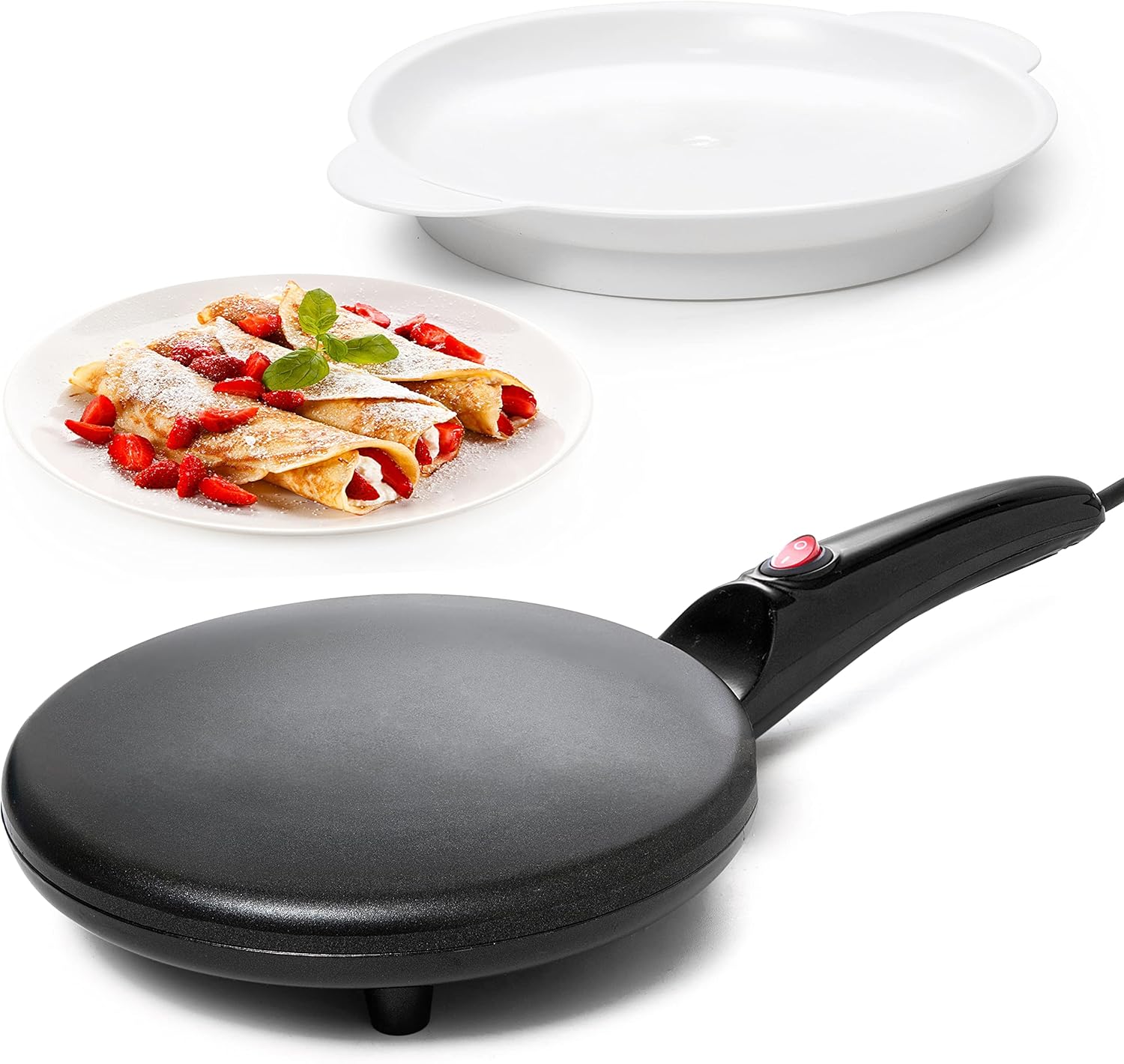 Moss & Stone 8 Inch Electric Crepe Maker - Nonstick & Portable