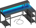 SUPERJARE 53 in Reversible L Shaped Desk with LED Lights - Ambience