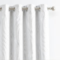 100% Blackout Curtains White with Silver Wave Print - 96in Panels
