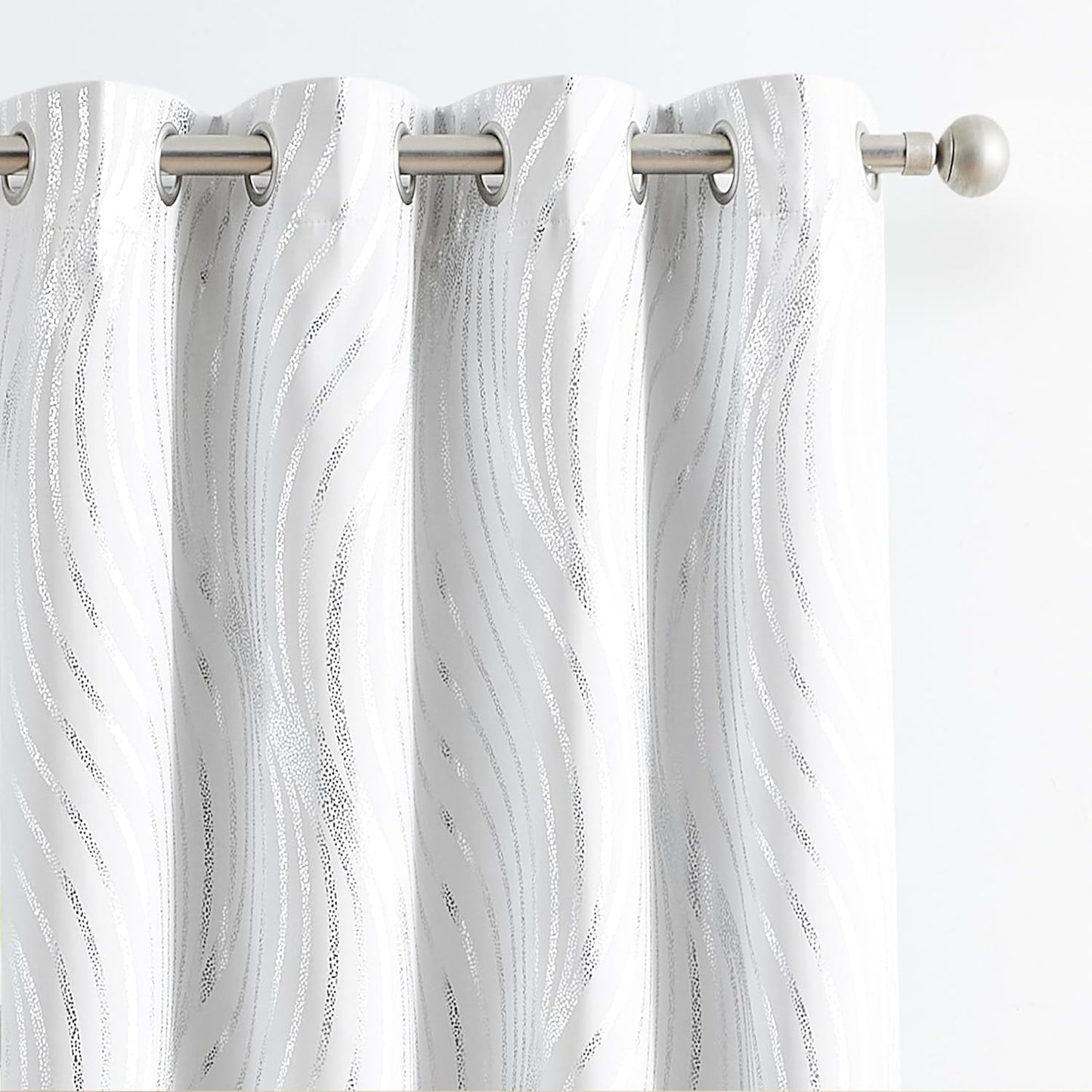 100% Blackout Curtains with Silver Foil Pattern for Elegance