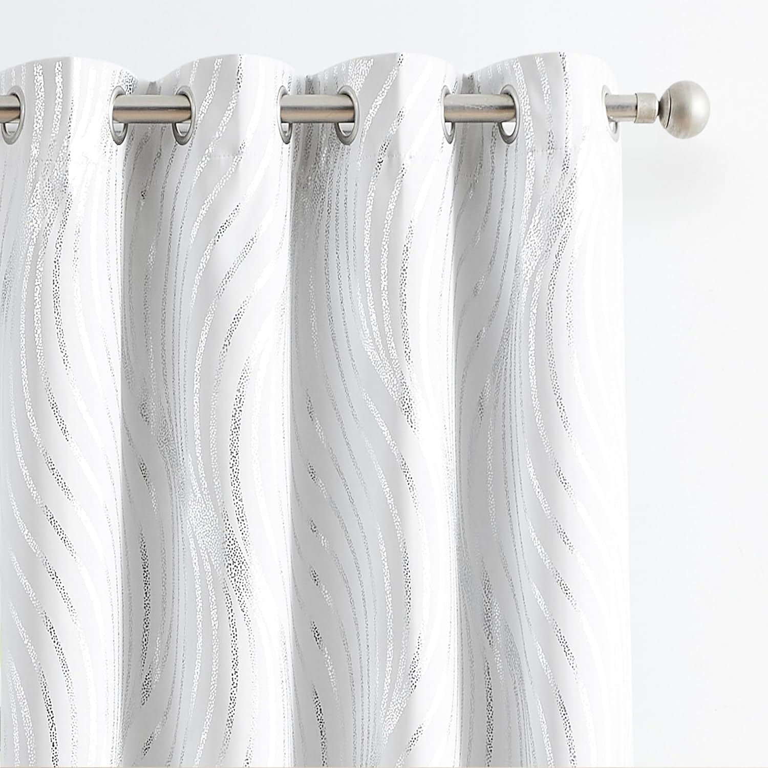 100% Blackout Curtains with Silver Foil Pattern for Elegance