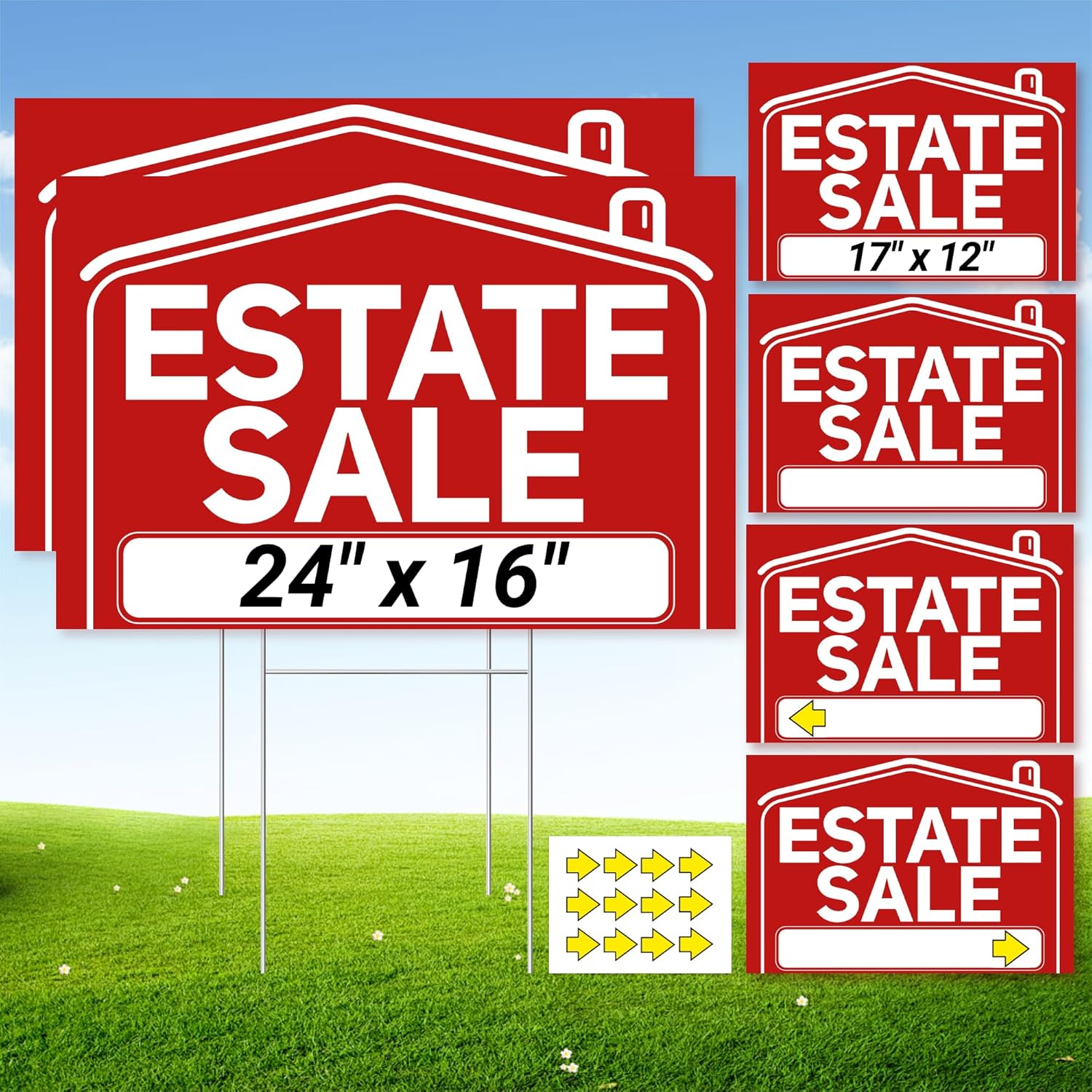 6 Pcs Estate Sale Signs with Stakes for Effective Sales