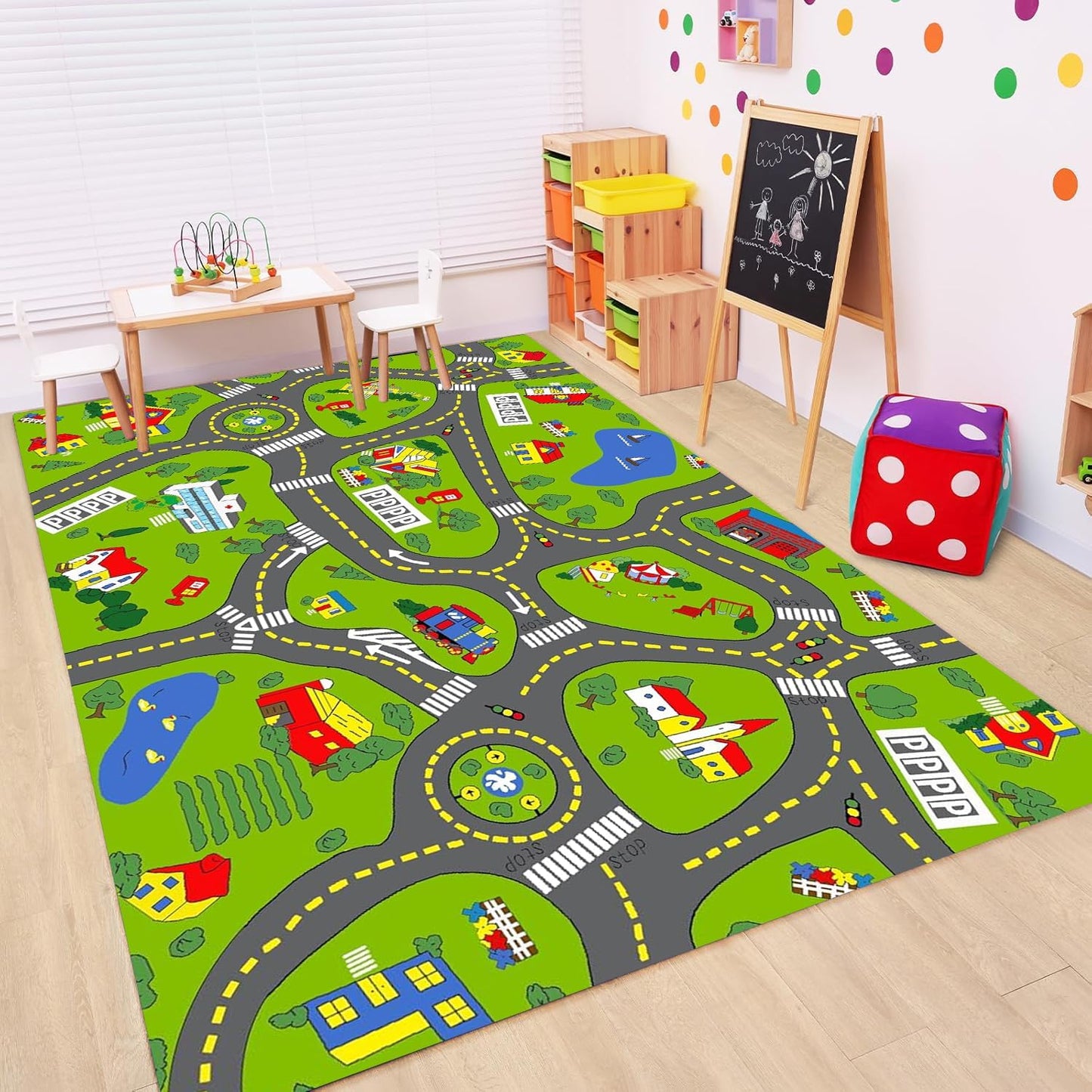 Non-Slip City Road Map Playmat for Boys - Perfect for Playroom