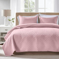 King Size Quilt Bedding Set Pink Lightweight Coverlet - Geometric