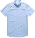 Dubinik Mens Short Sleeve Button Down Plaid Shirt - Comfortable
