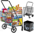 455lbs Shopping Cart for Groceries - Large Heavy Duty Folding Cart