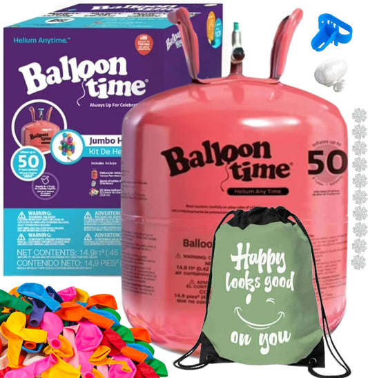 Blue Ribbon Balloon Time Helium Tank with 50 Latex Balloons