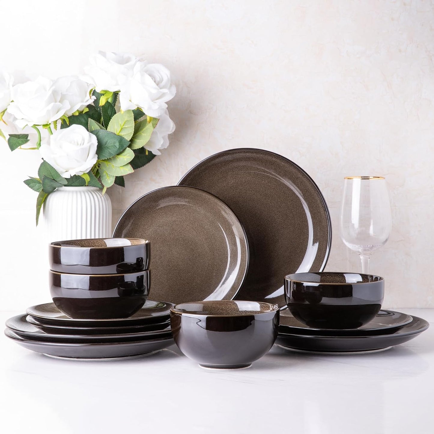 LERATIO Ceramic Dinnerware Sets for 4 - Stylish and Durable