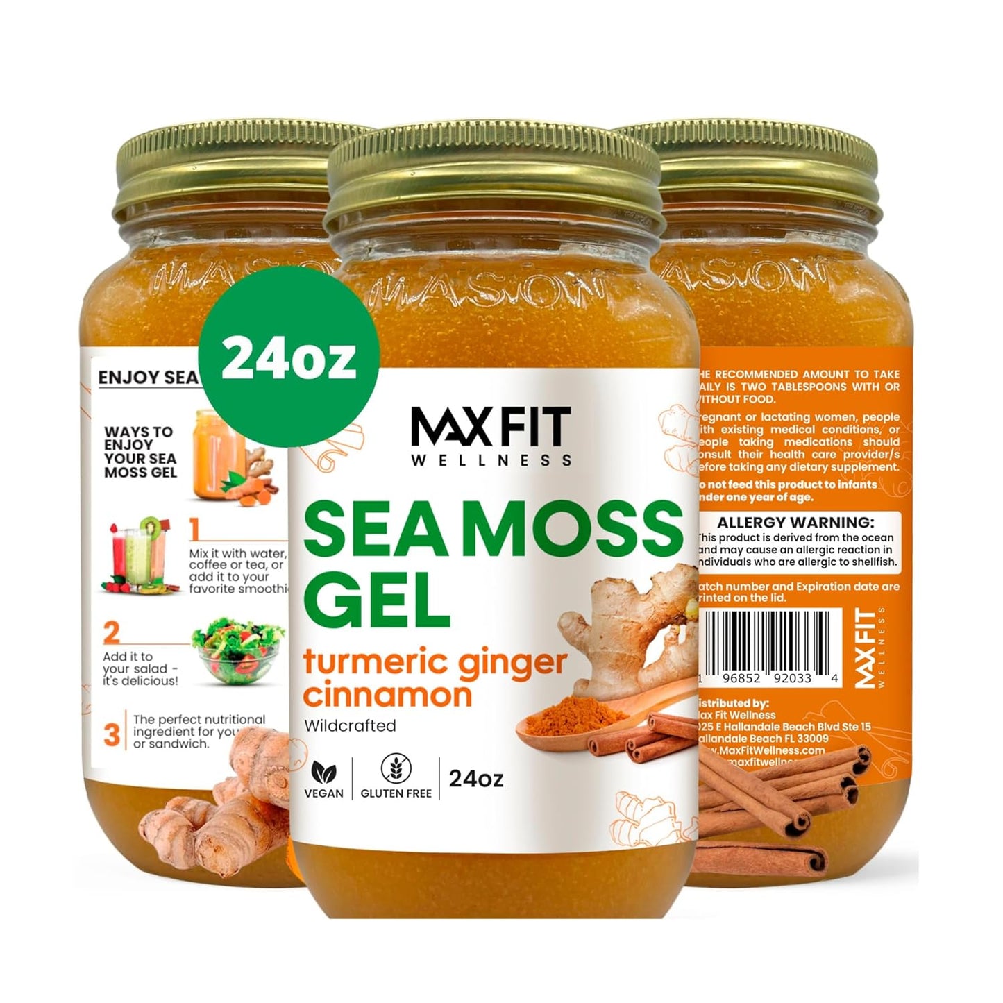 Raw Sea Moss Gel with 12 Flavors - 24oz Wildcrafted Superfood