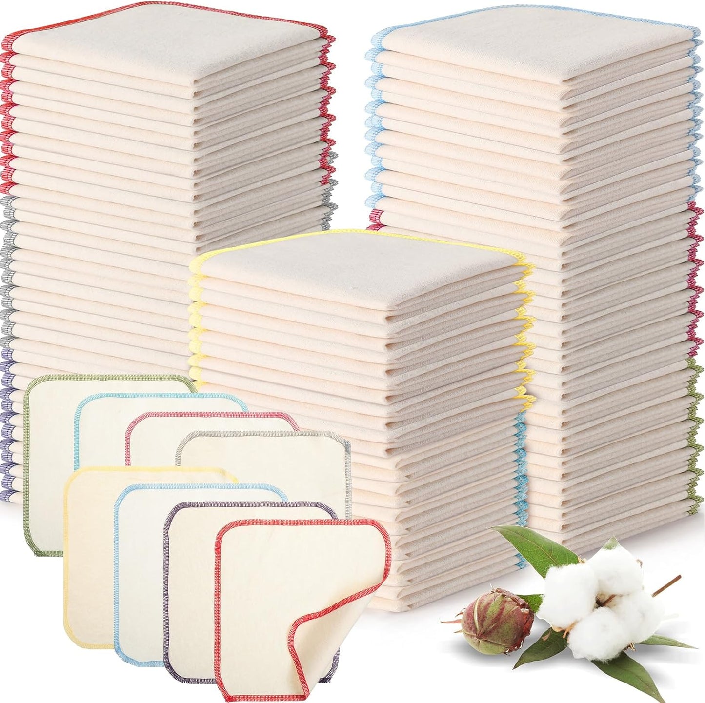 Mixweer 96 Pcs Flannel Cloth Baby Wipes for Daily Use