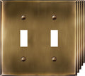 Double Toggle Light Switch Metal Cover Plate - Antique Brass 5-Pack