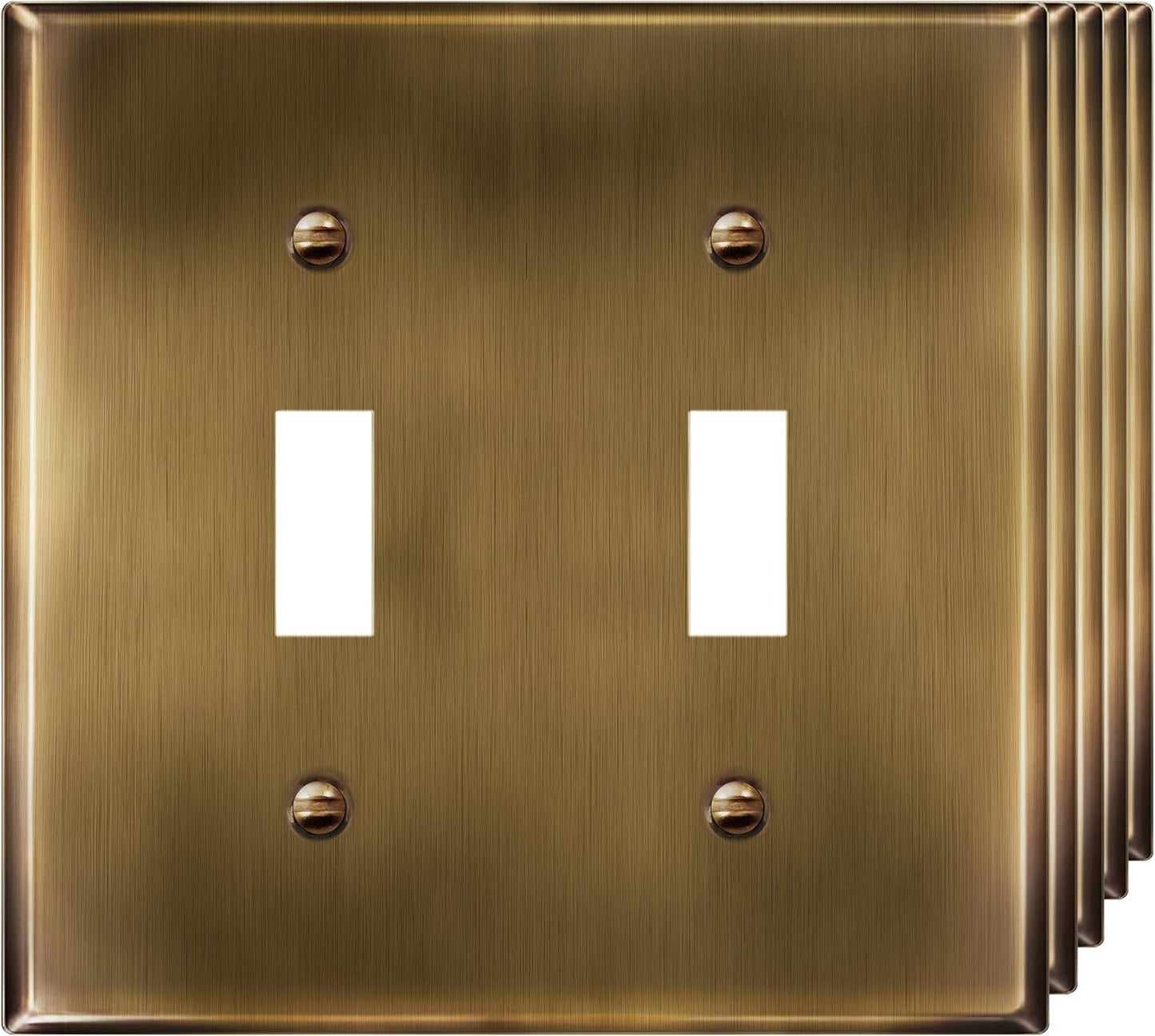 ENERLITES Double Toggle Light Switch Metal Cover Plate Pack
