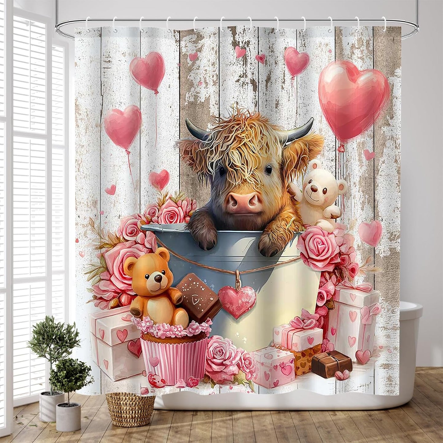 Farmhouse Chic Cow Shower Curtain - Waterproof Polyester Design