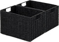 Vagusicc Wicker Storage Basket Set of 2 - Foldable Black Organizer