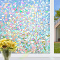 HIDBEA Window Privacy Film Static Clings Rainbow 35.4 in x 6.5 ft