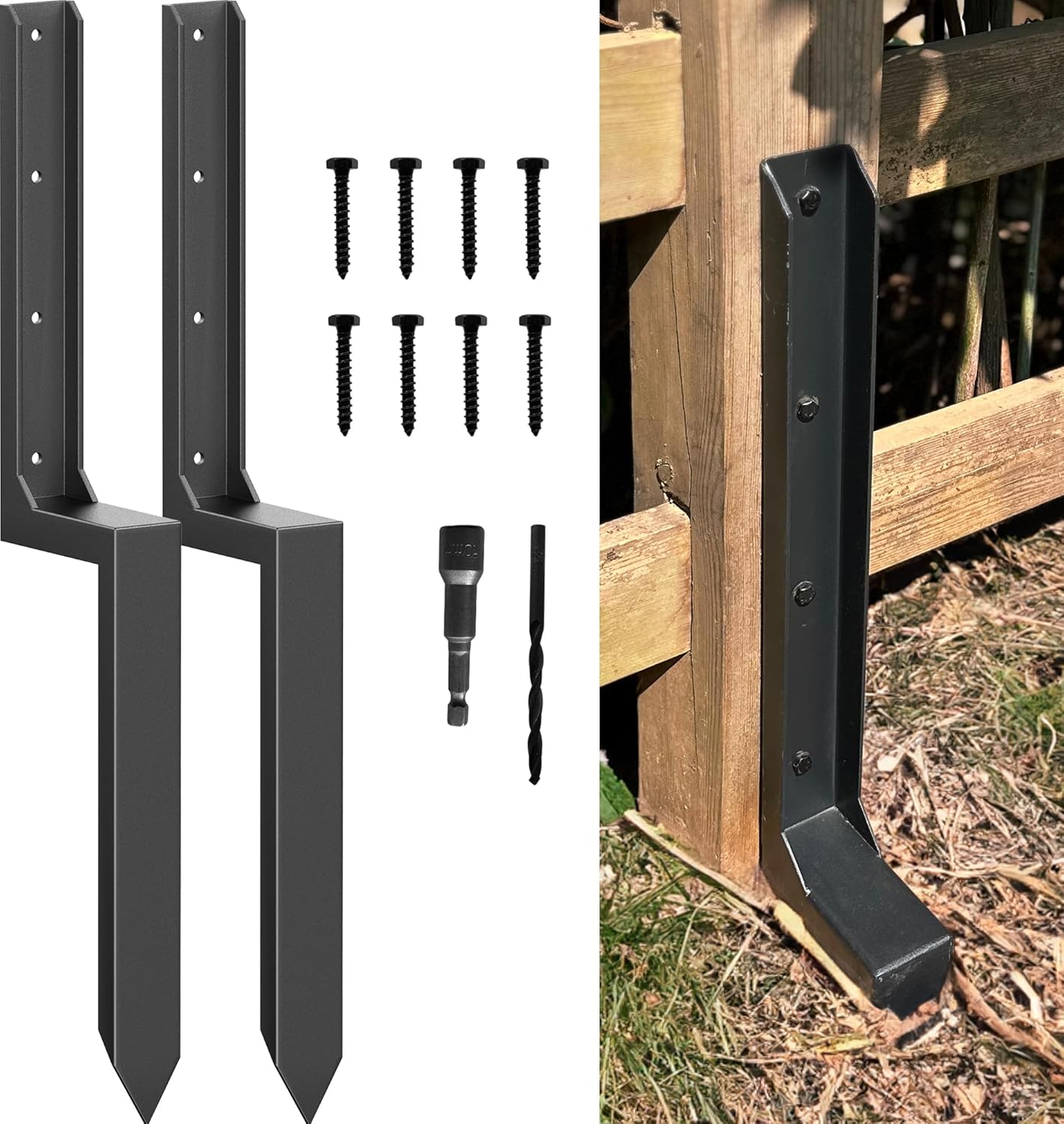 Fence Post Repair Kit for 4x4/6x6 Wood Posts - Durable Solution