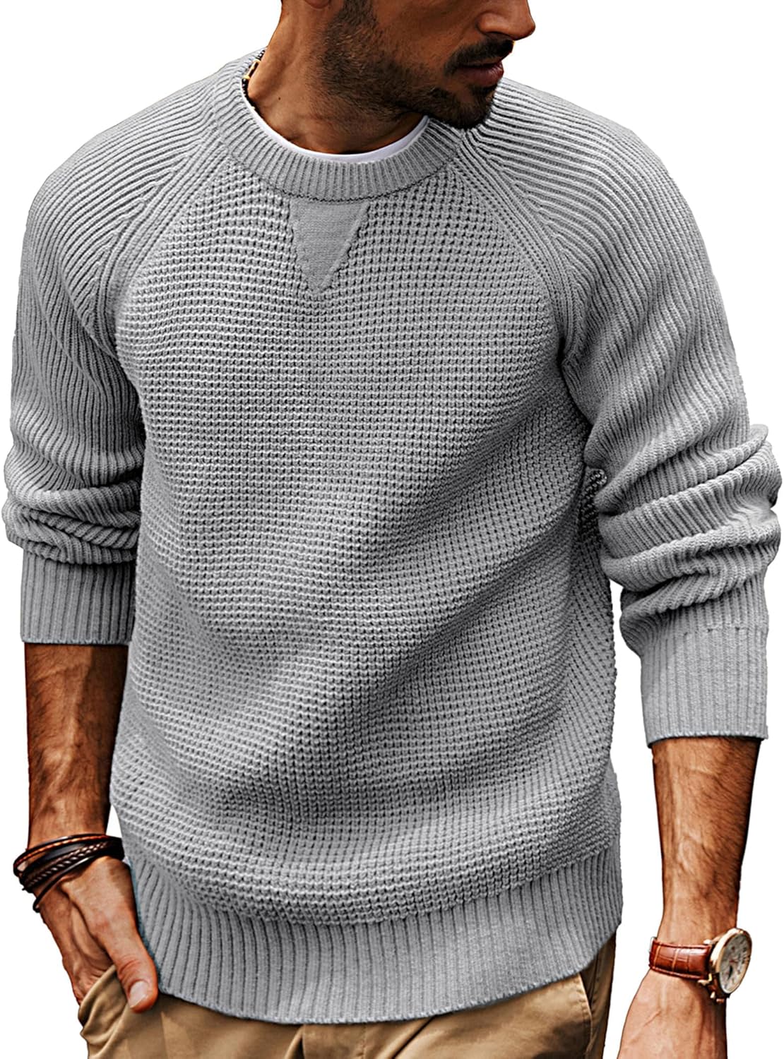 Stylish Waffle Knitted Pullover Sweater for Men by PJ PAUL JONES