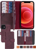 Genuine Premium Leather Wallet Case for iPhone XR - Detachable Folio