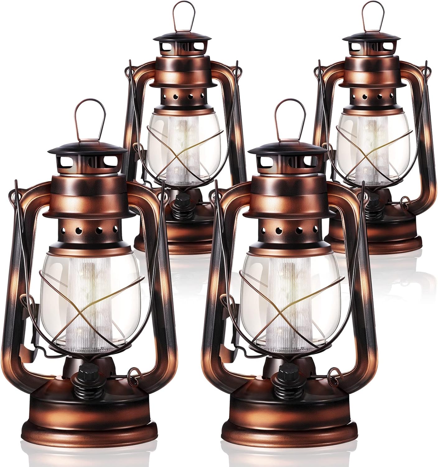Hortsun Vintage LED Hurricane Lanterns - 12 Pack for Indoor Outdoor