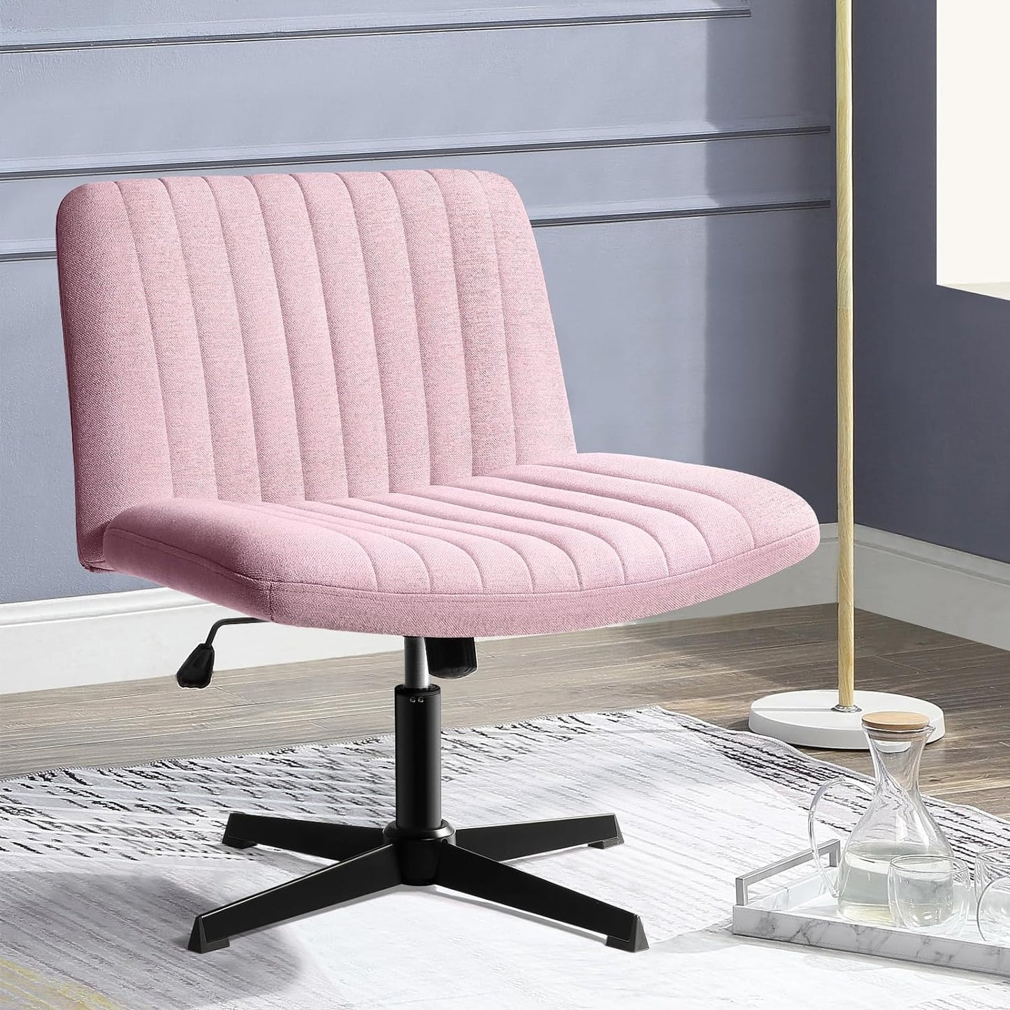 Cross Legged Swivel Chair for Home Office - Pink