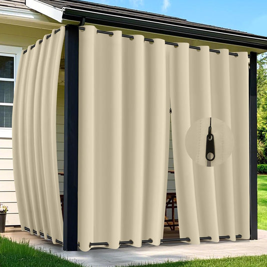 Outdoor Curtains for Patio Waterproof with Unique Zipper Design