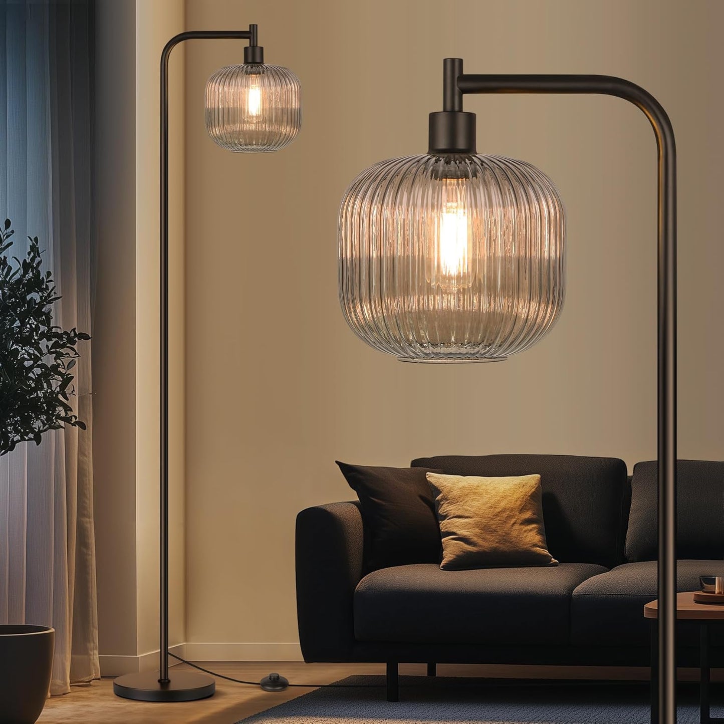 QiMH Glass Floor Lamp for Living Room - Modern 67 Tall Design