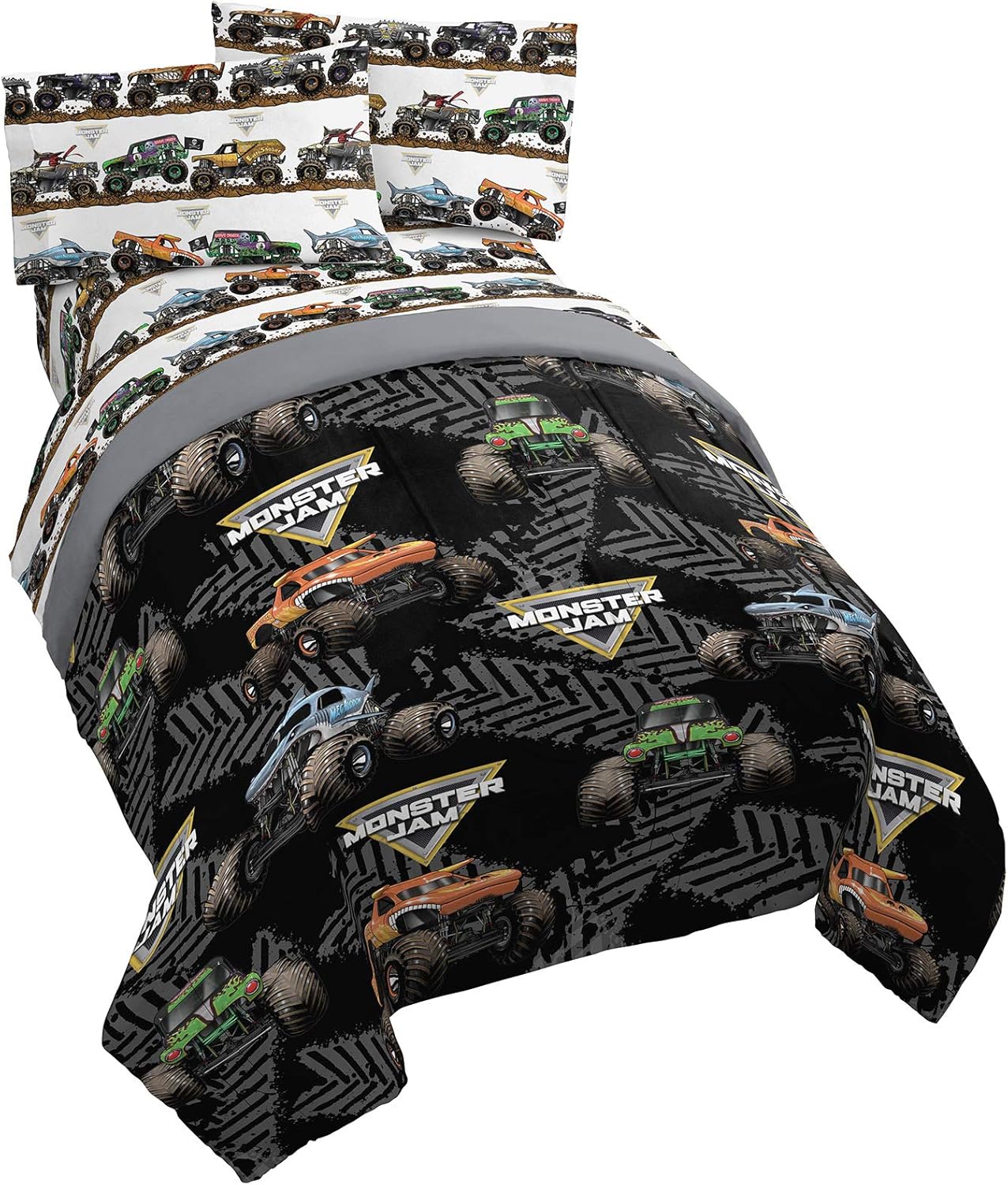 Monster Jam Tracks Twin Bed Set with Comforter & Sheets