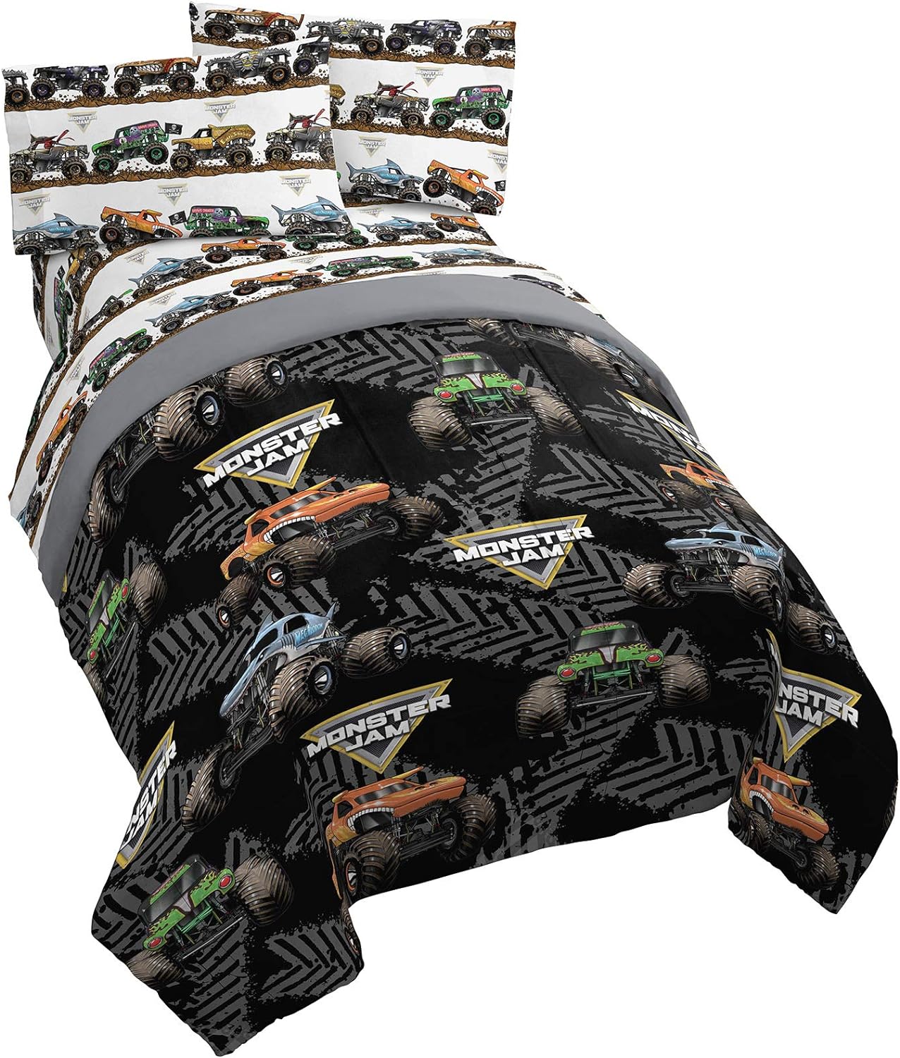 Monster Jam Tracks Full Bed Set - Super Soft Microfiber Bedding
