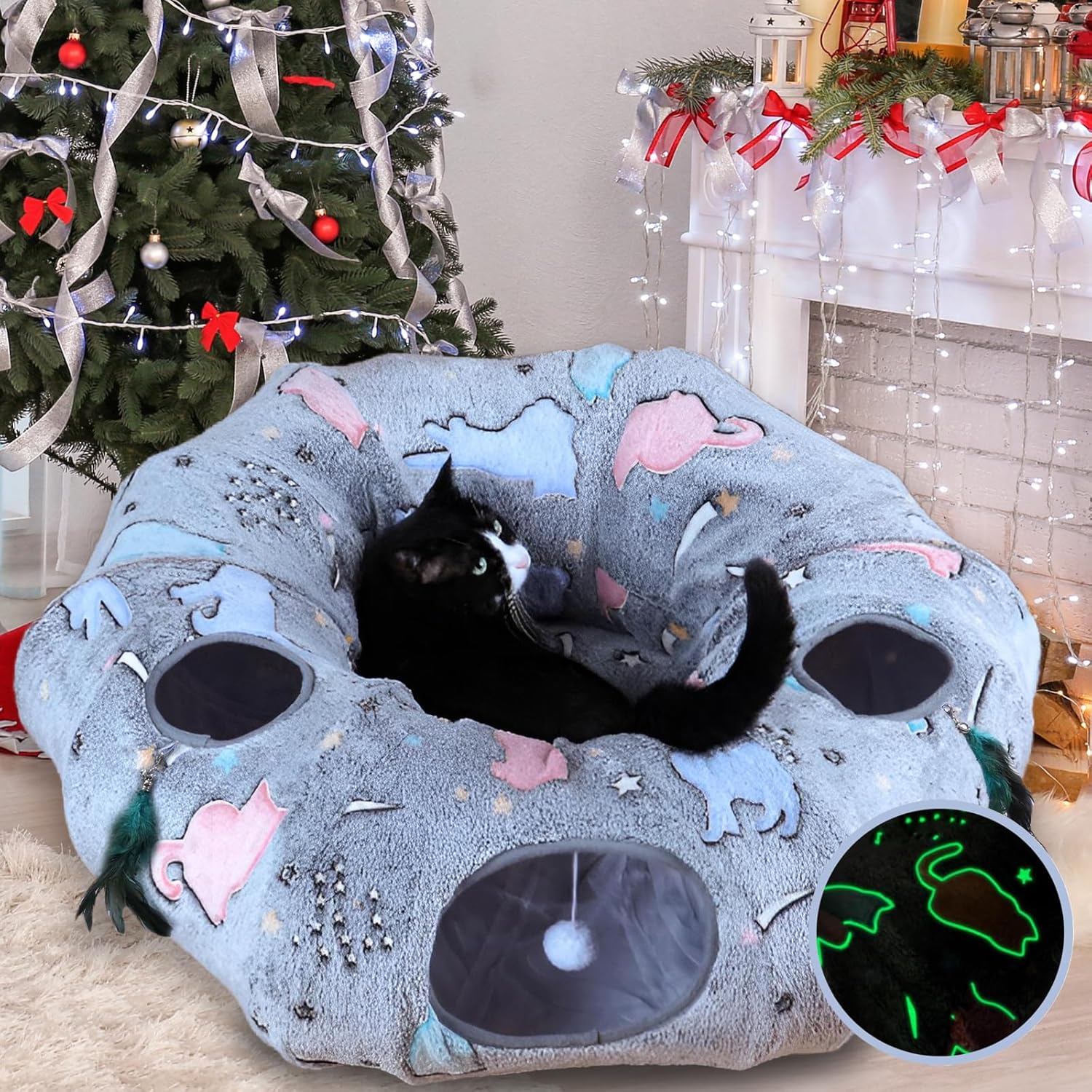 Cat Tunnel Bed with Soft Couch for Indoor Play and Napping