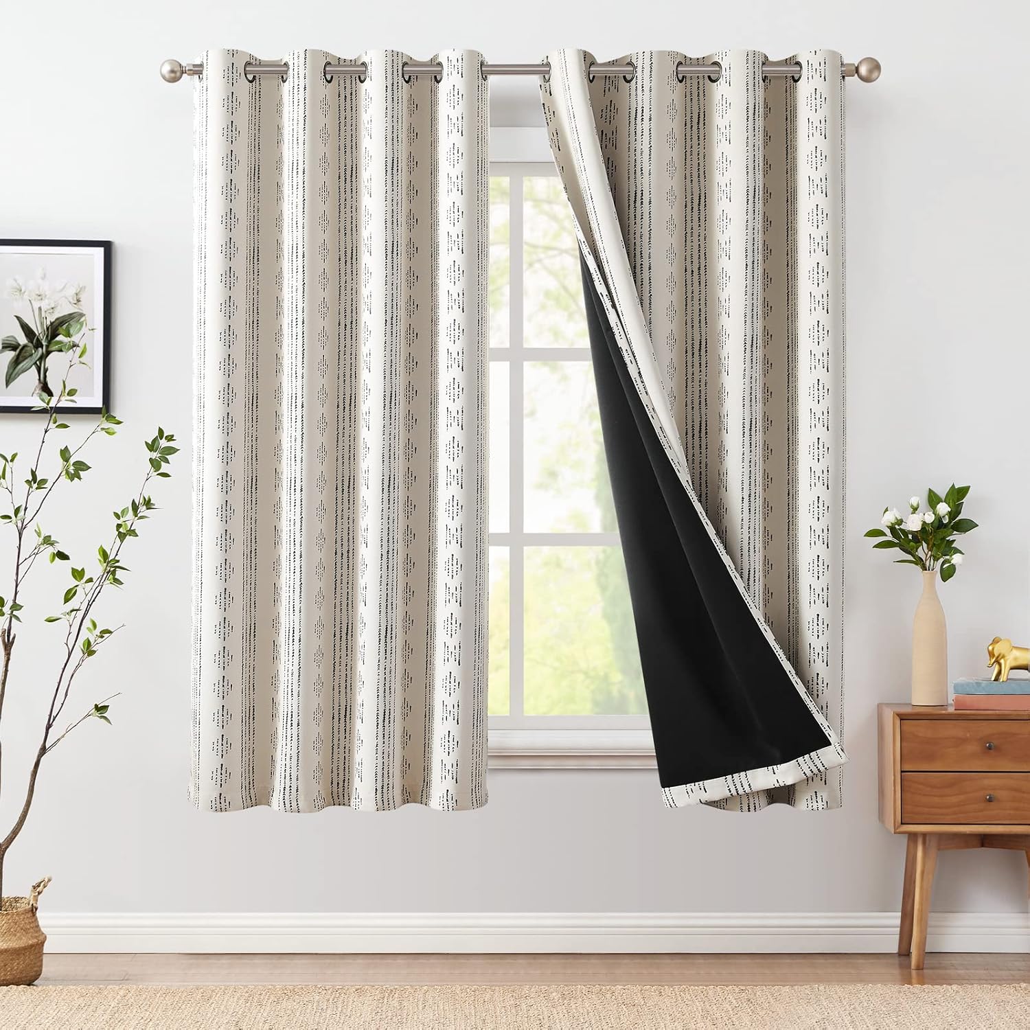 Blackout Boho Curtains for Bedroom and Living Room 72 Inch