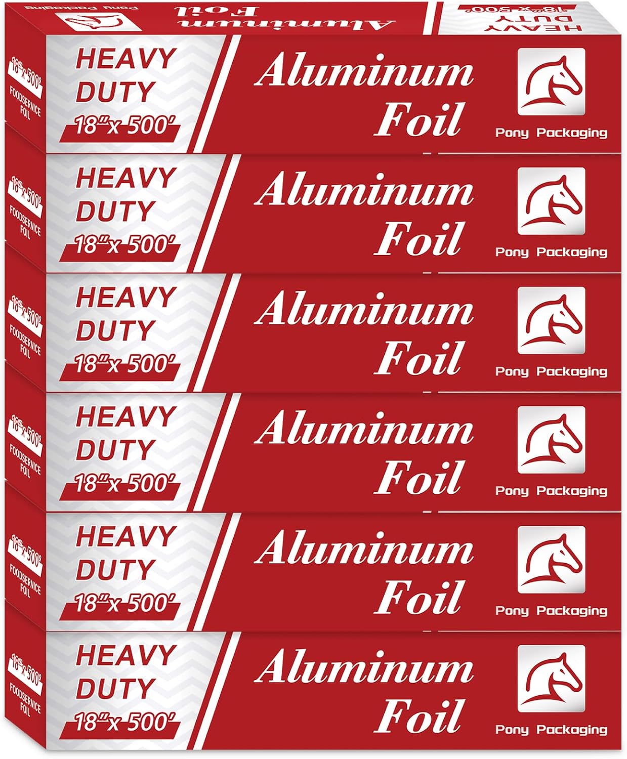 6 Count Heavy Duty Aluminum Foil Roll by Pony Packaging