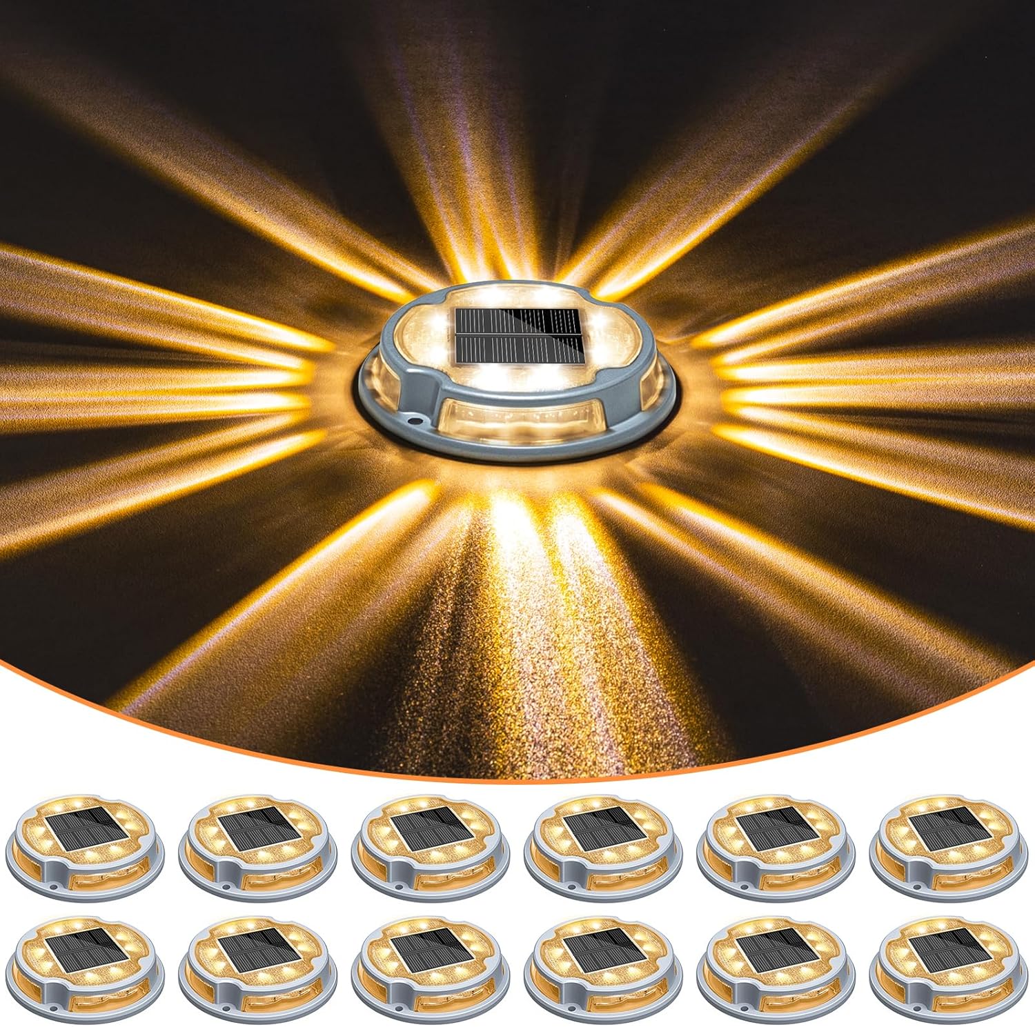 VOLISUN Solar Deck & Driveway Lights - 12 Pack Waterproof Pathway