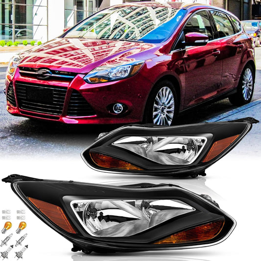 Headlights Assembly with Bulbs for 2012-2014 Ford Focus Models
